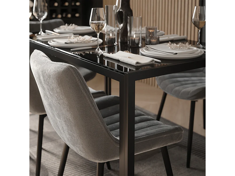 Eettafel set zwart 120x70x74.5 grand