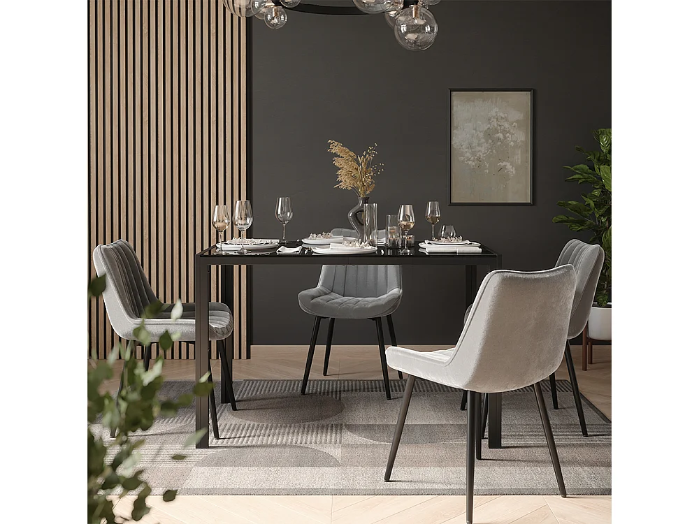 Eettafel set zwart 120x70x74.5 grand