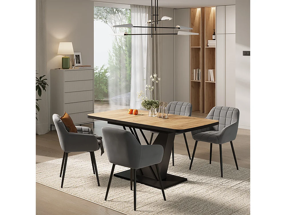 Dining table set goldkraft oak/black 120x80x77.4 fenaro