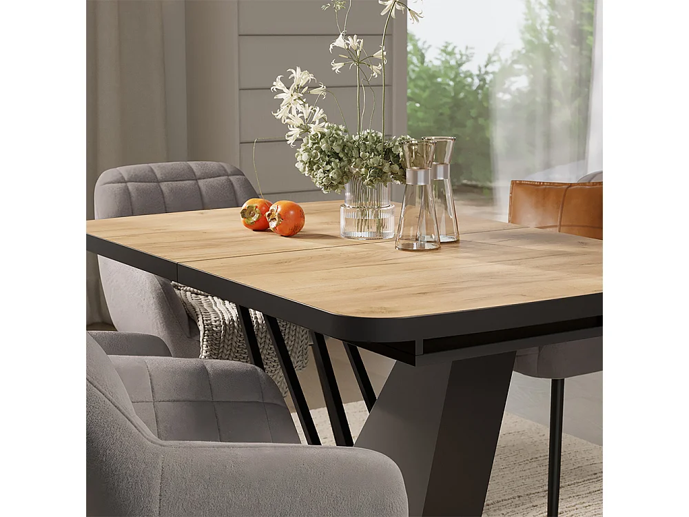 Dining table set goldkraft oak/black 120x80x77.4 fenaro