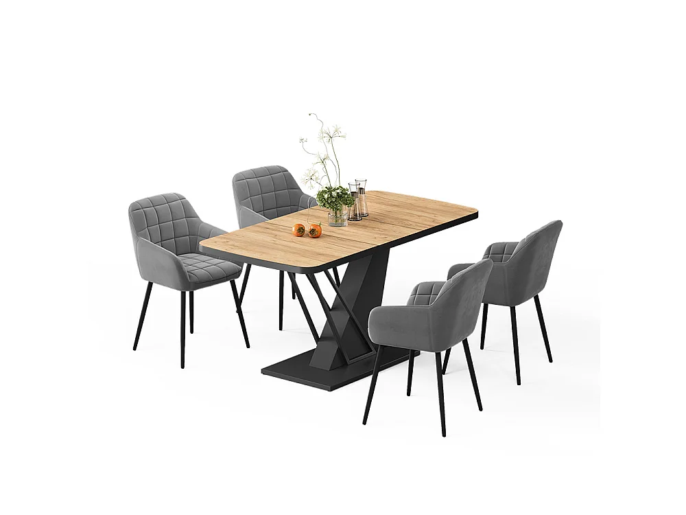 Dining table set goldkraft oak/black 120x80x77.4 fenaro