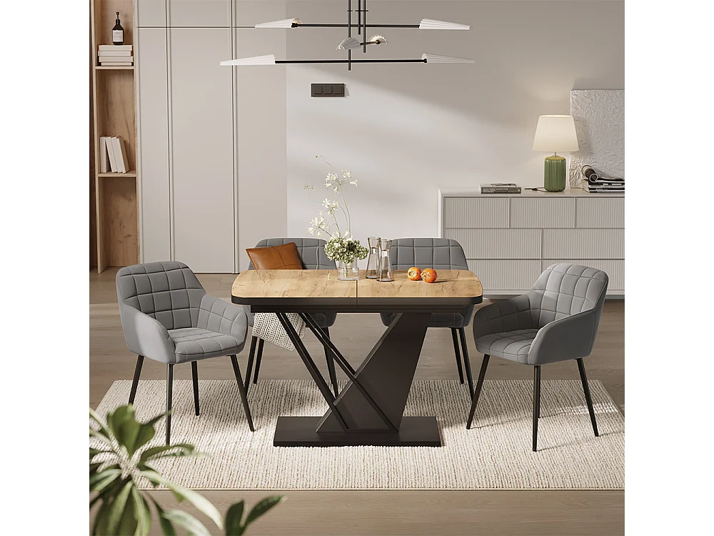 Dining table set goldkraft oak/black 120x80x77.4 fenaro