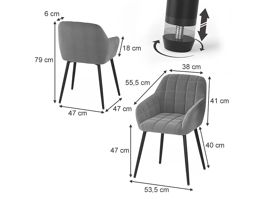 Dining room chair grey 53.5x55.5x79 relio