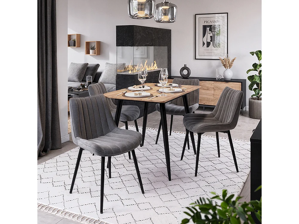 Dining table set goldkraft oak/black 110x70x75 beaver