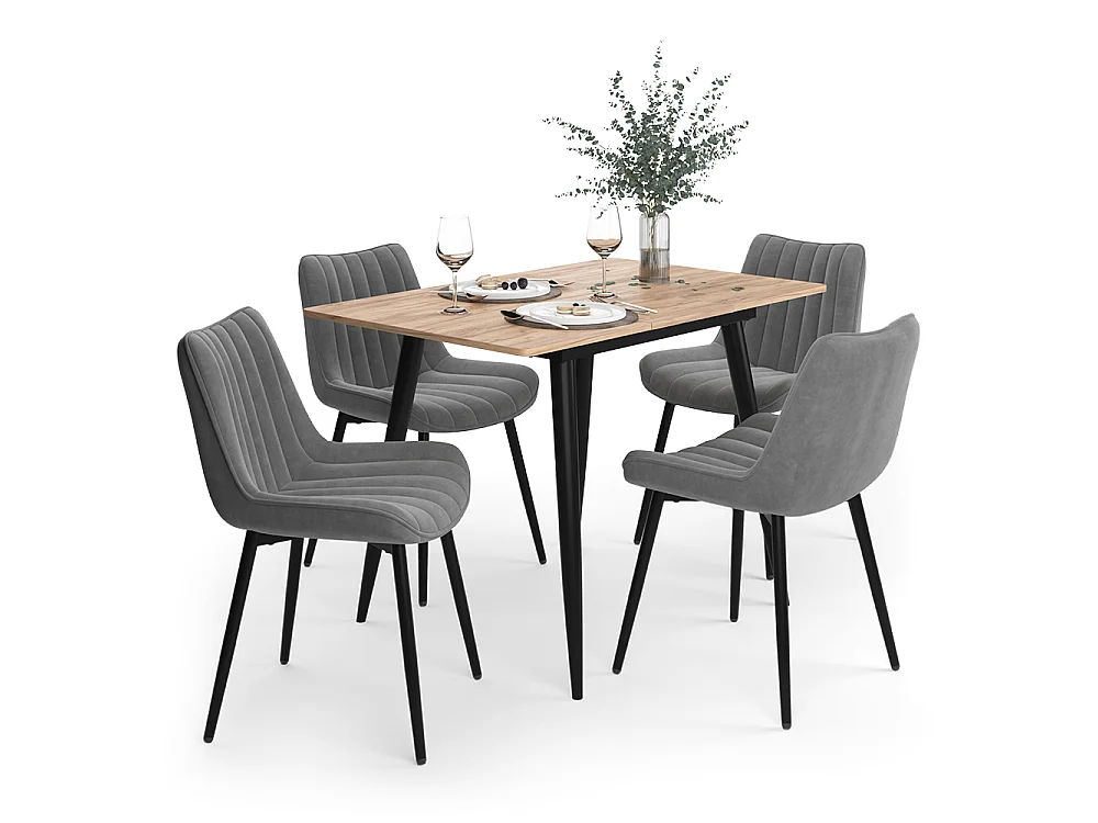 Dining table set goldkraft oak/black 110x70x75 beaver