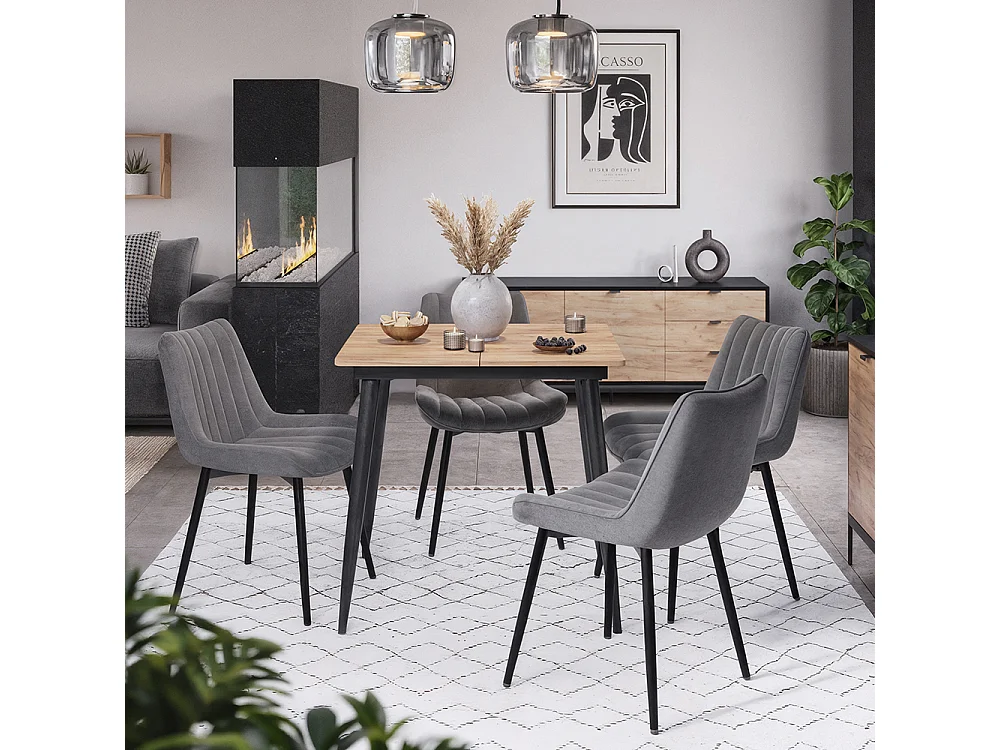 Dining table set goldkraft oak/black 110x70x75 beaver
