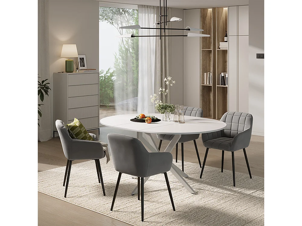 Dining table set white/grey 120x120x76.5 loyd