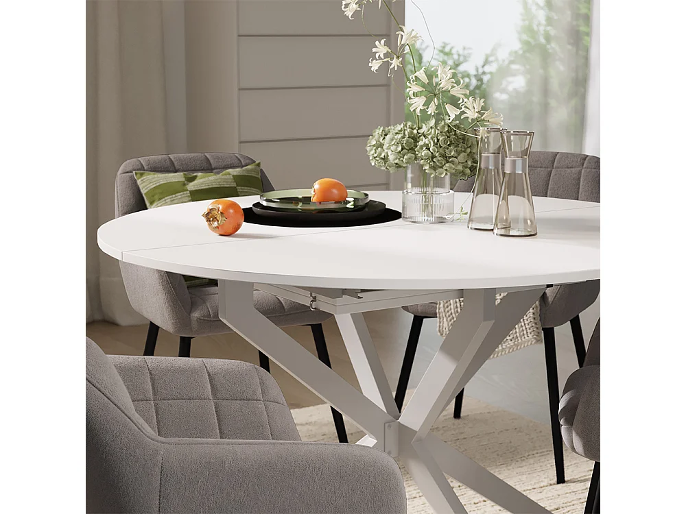 Dining table set white/grey 120x120x76.5 loyd