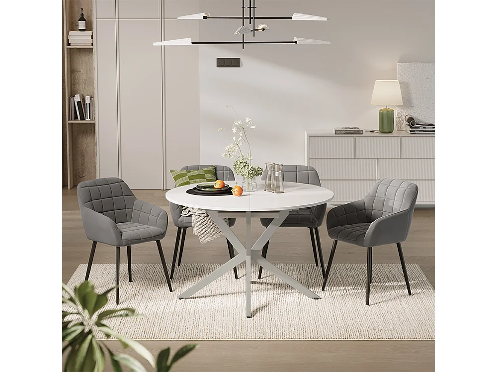 Dining table set white/grey 120x120x76.5 loyd