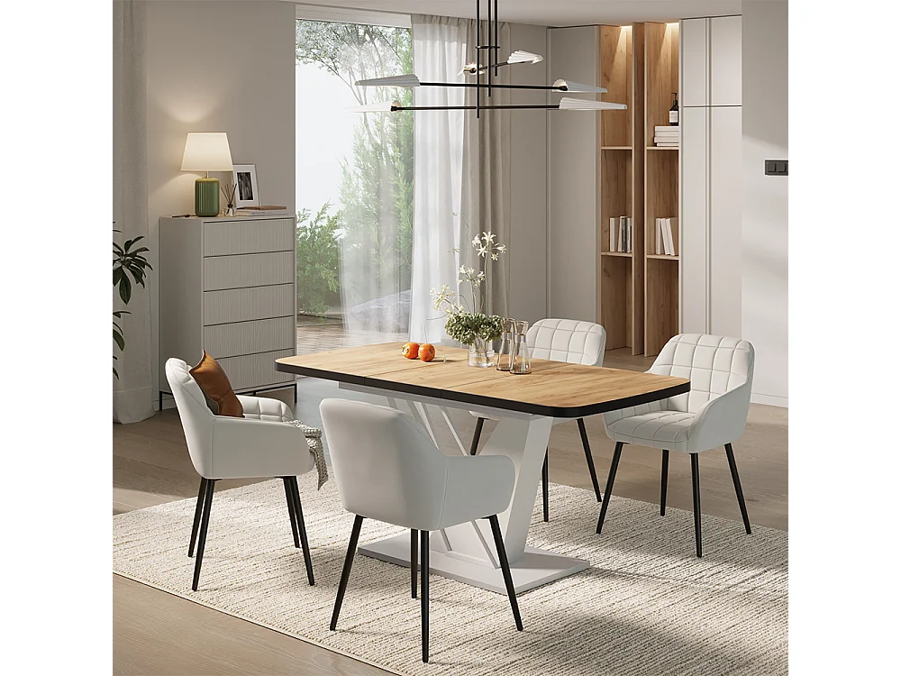 Dining table set goldkraft oak/white 120x80x77.4 fenaro