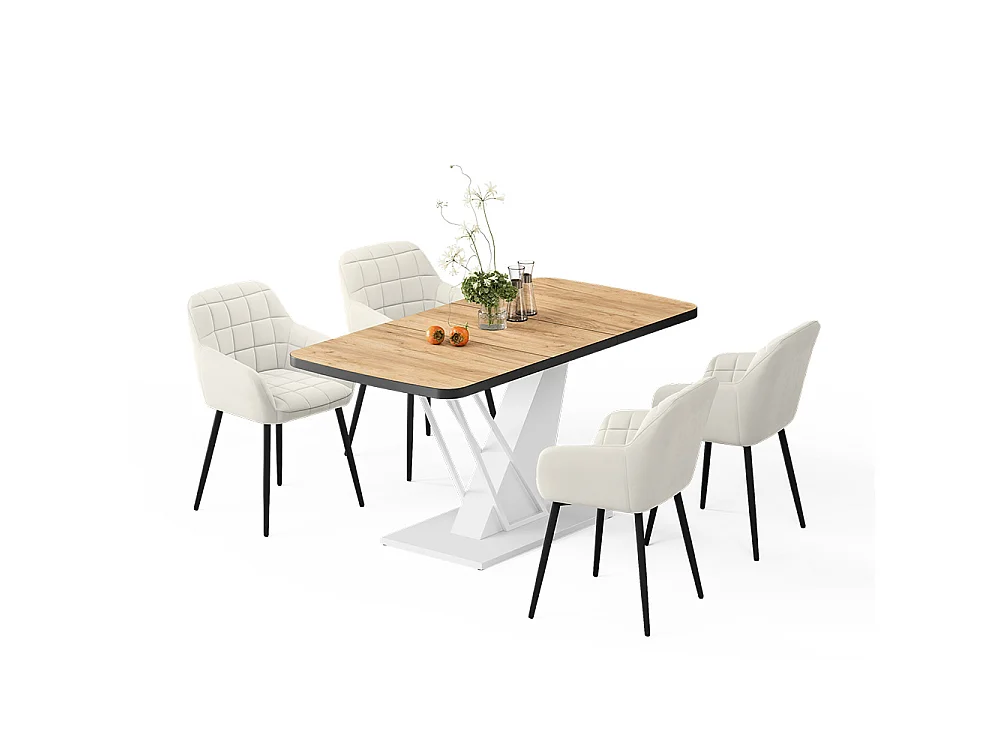 Dining table set goldkraft oak/white 120x80x77.4 fenaro