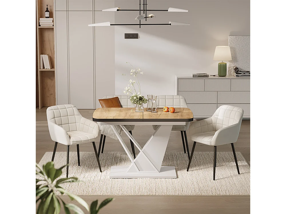Dining table set goldkraft oak/white 120x80x77.4 fenaro