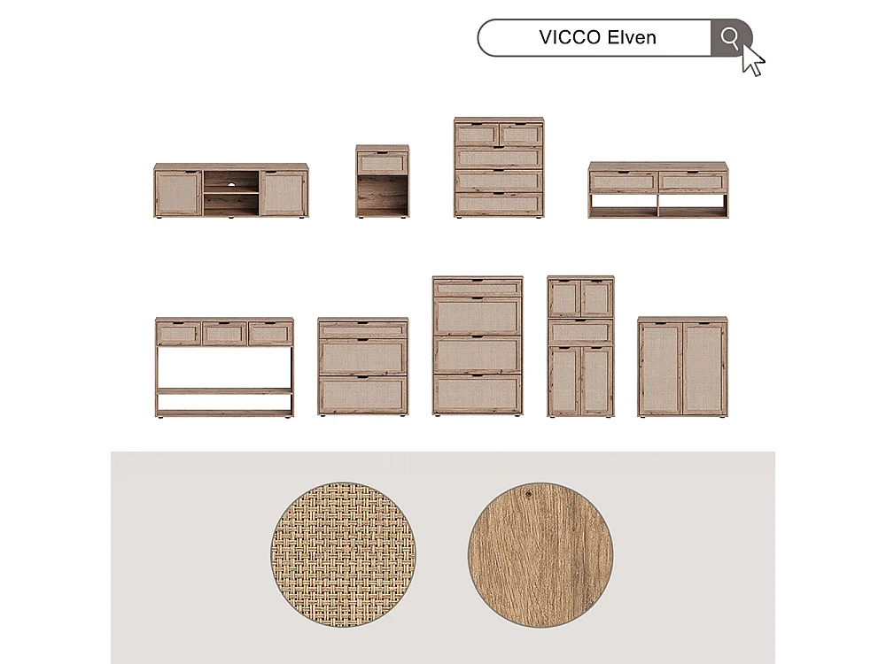 Cassettiera per camera da letto rovere 59x39x122 elven