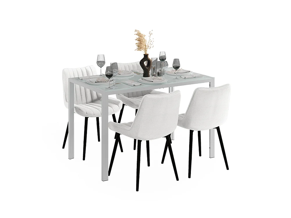 Dining table set white 120x70x74.5 grand