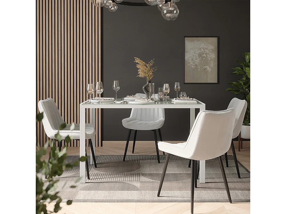 Dining table set white 120x70x74.5 grand