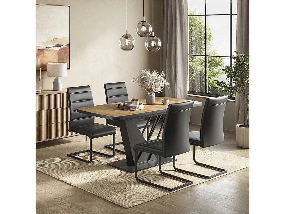 Dining table set goldkraft oak/black 120x80x76 fenaro
