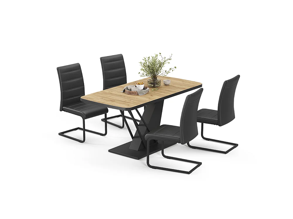 Dining table set goldkraft oak/black 120x80x76 fenaro