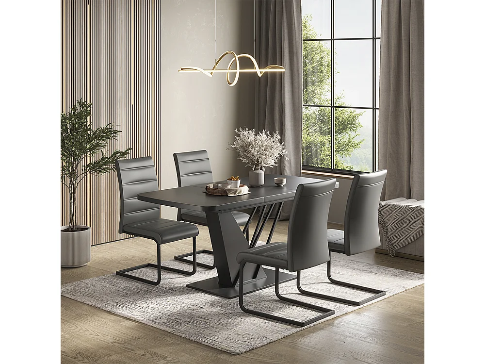Eettafel set zwart 120x80x76 fenaro