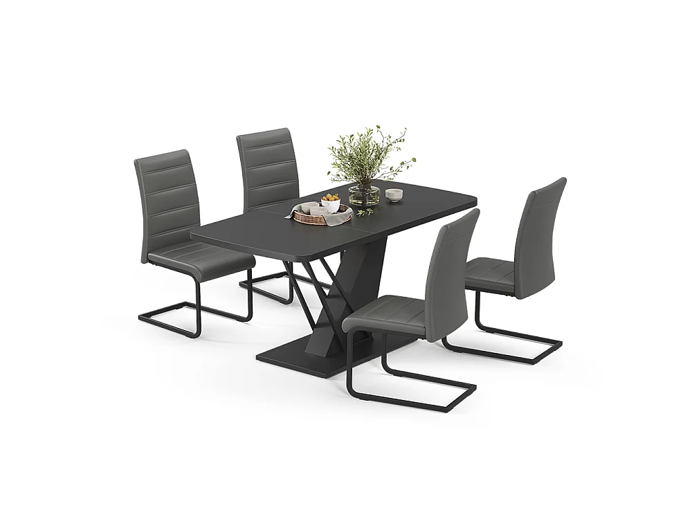 Eettafel set zwart 120x80x76 fenaro
