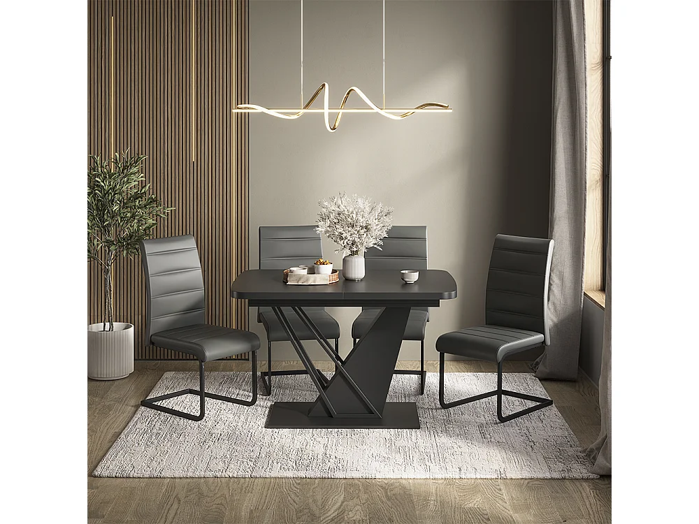 Eettafel set zwart 120x80x76 fenaro