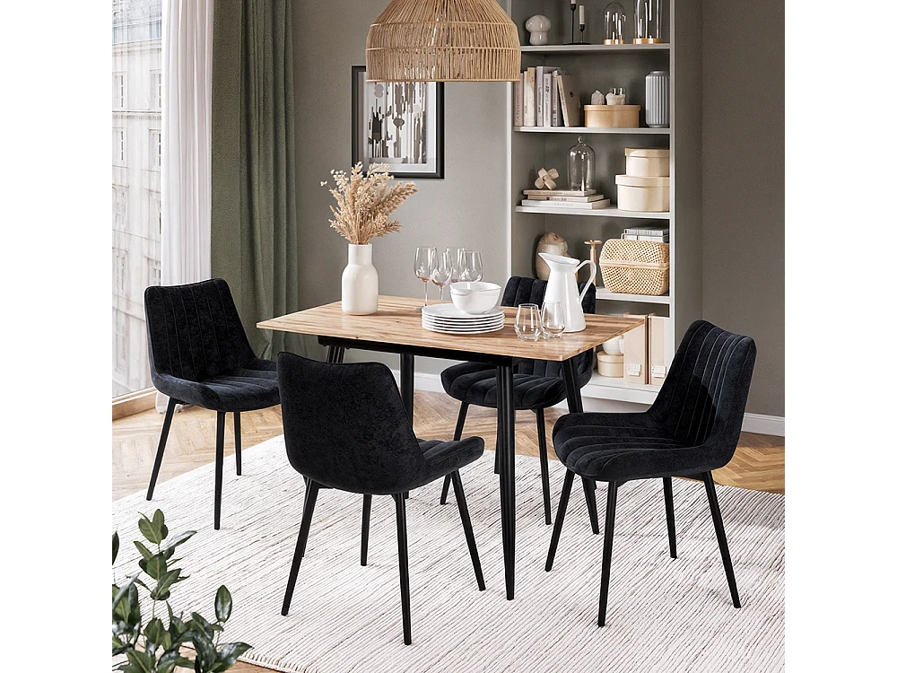 Dining table set goldkraft oak/black 110x70x75 beaver