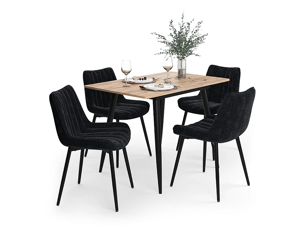 Dining table set goldkraft oak/black 110x70x75 beaver
