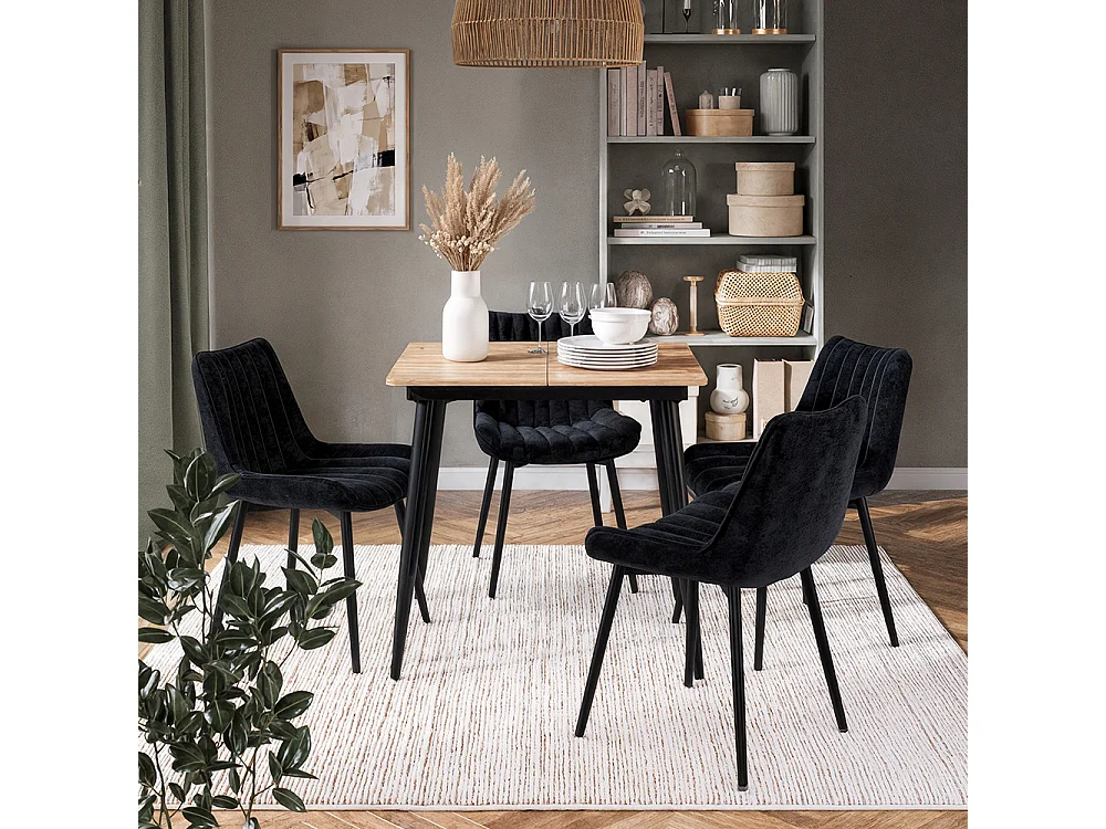 Dining table set goldkraft oak/black 110x70x75 beaver