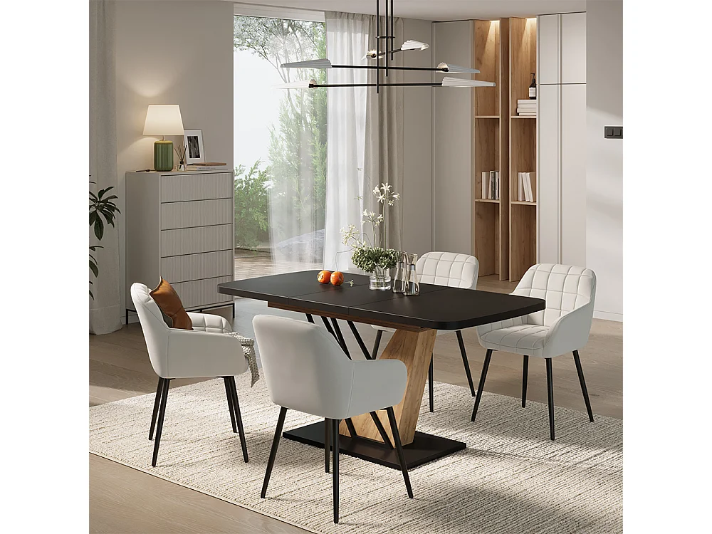 Eettafel set zwart/goudkleurig eiken 120x80x77.4 fenaro