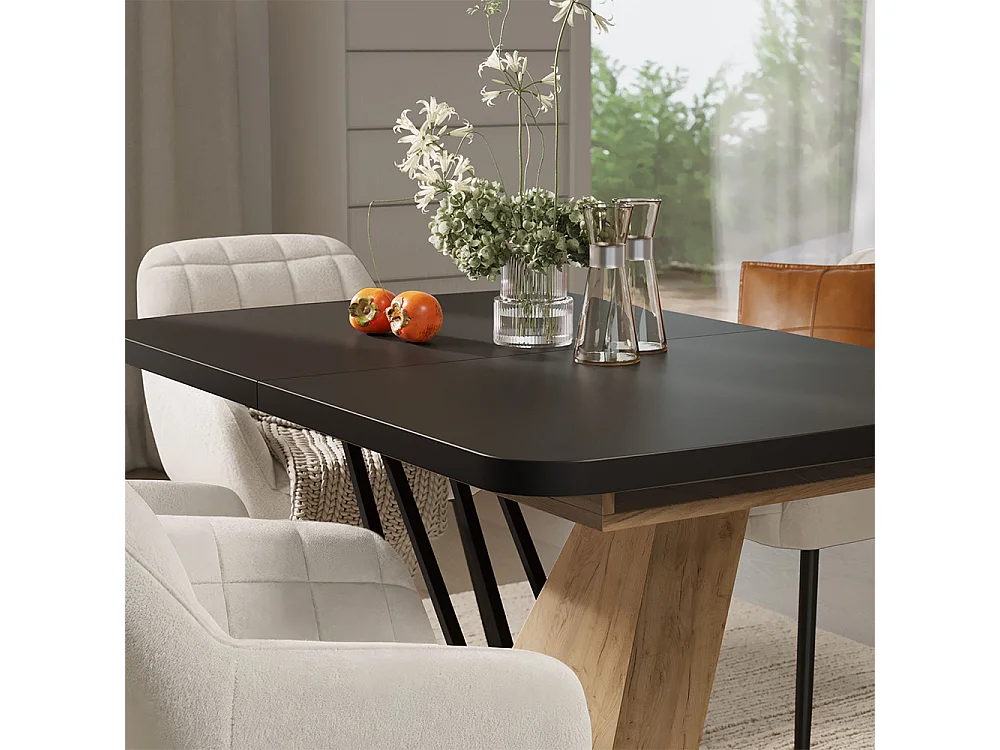 Eettafel set zwart/goudkleurig eiken 120x80x77.4 fenaro