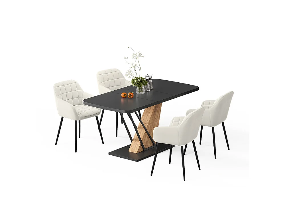 Eettafel set zwart/goudkleurig eiken 120x80x77.4 fenaro