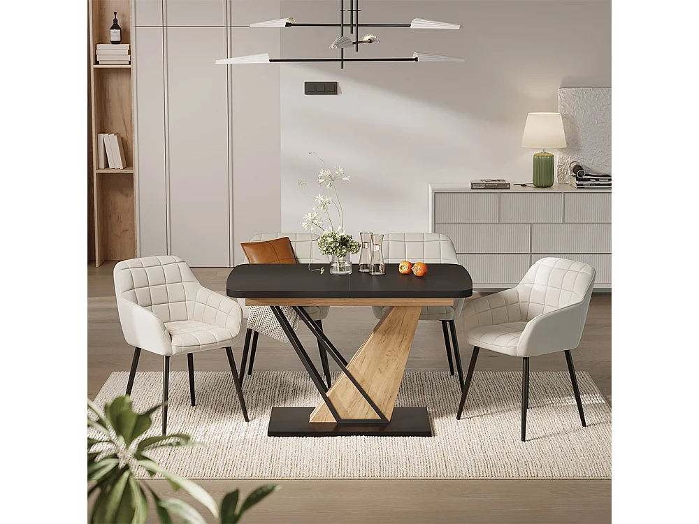 Eettafel set zwart/goudkleurig eiken 120x80x77.4 fenaro