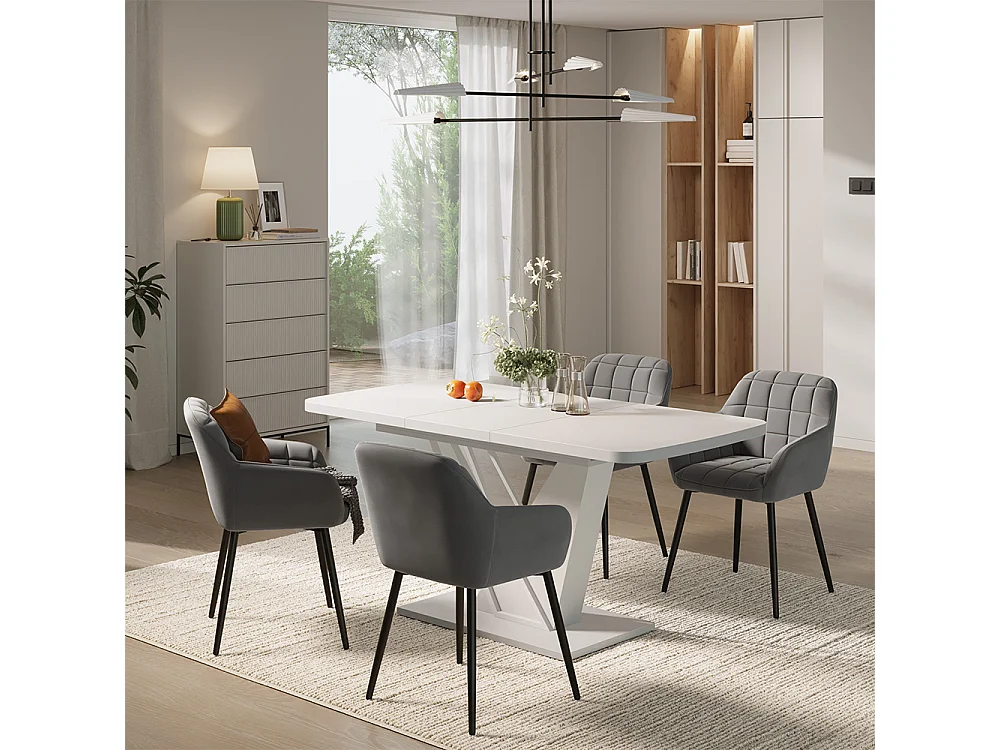 Ensemble de table à manger blanc 120x80x76 fenaro