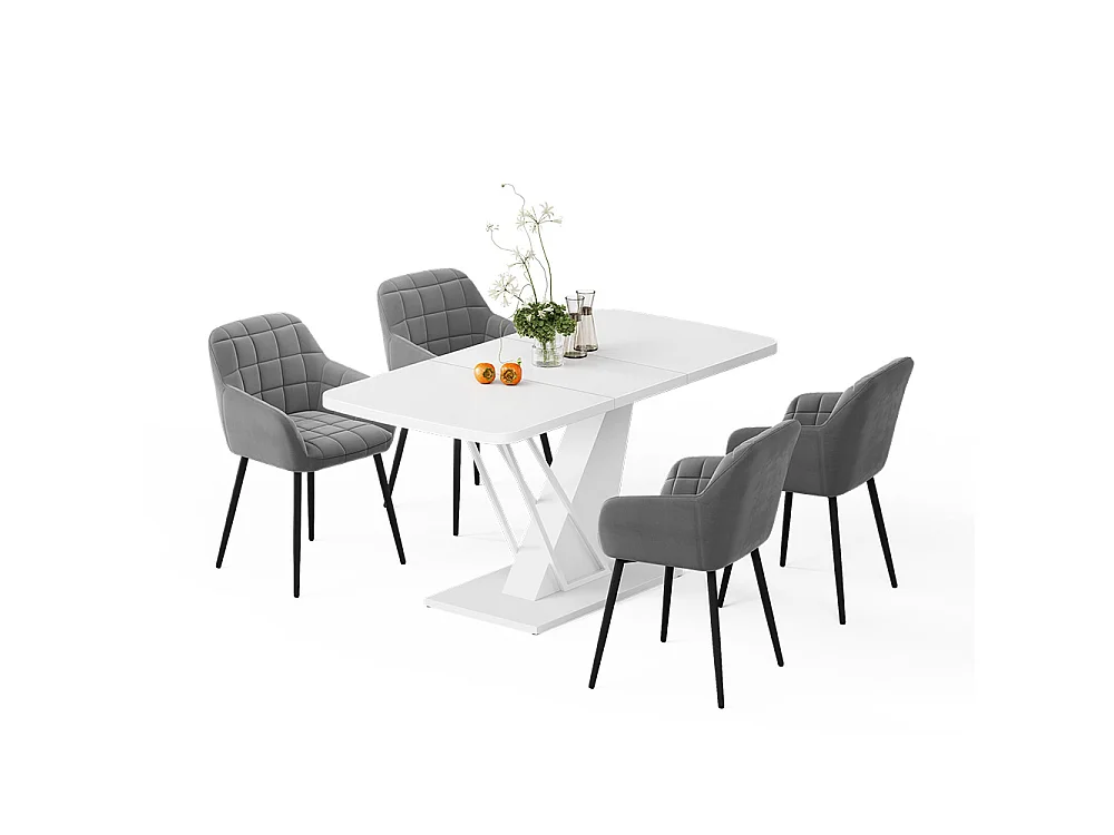 Ensemble de table à manger blanc 120x80x76 fenaro