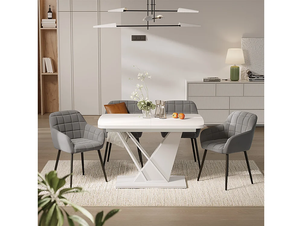 Ensemble de table à manger blanc 120x80x76 fenaro