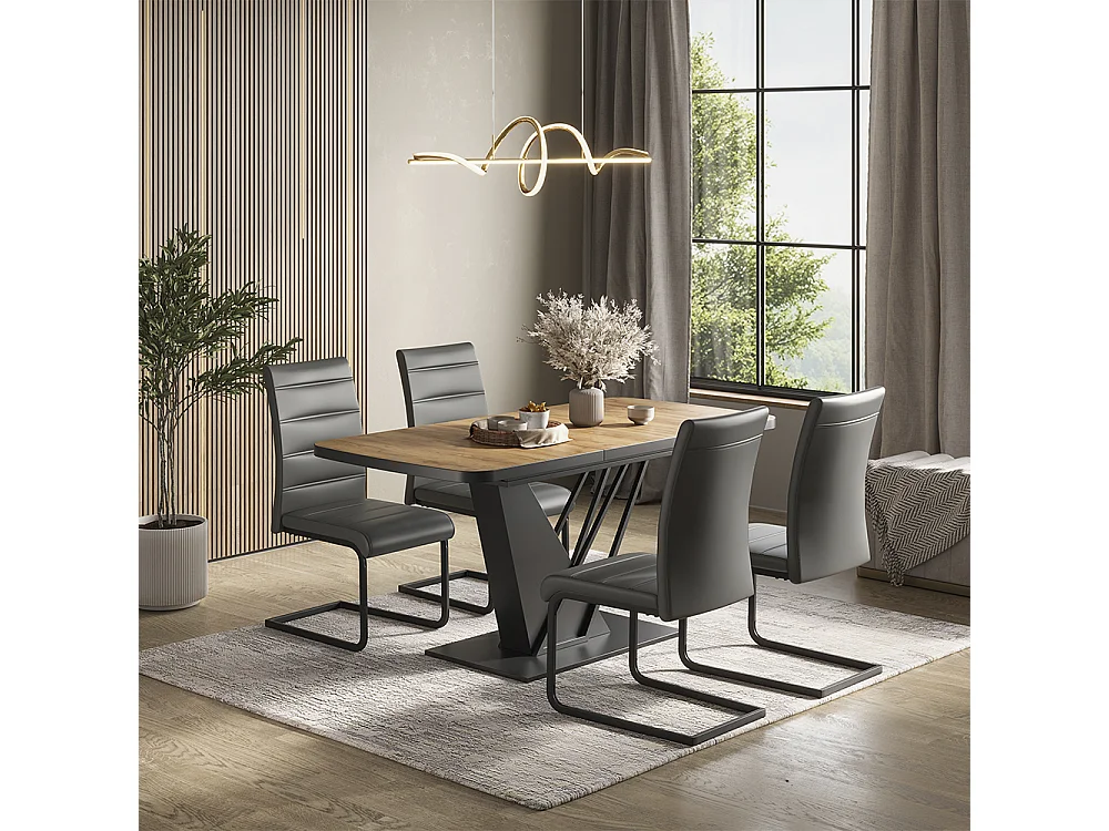 Ensemble de table à manger chêne de force doré/noir 120x80x76 fenaro