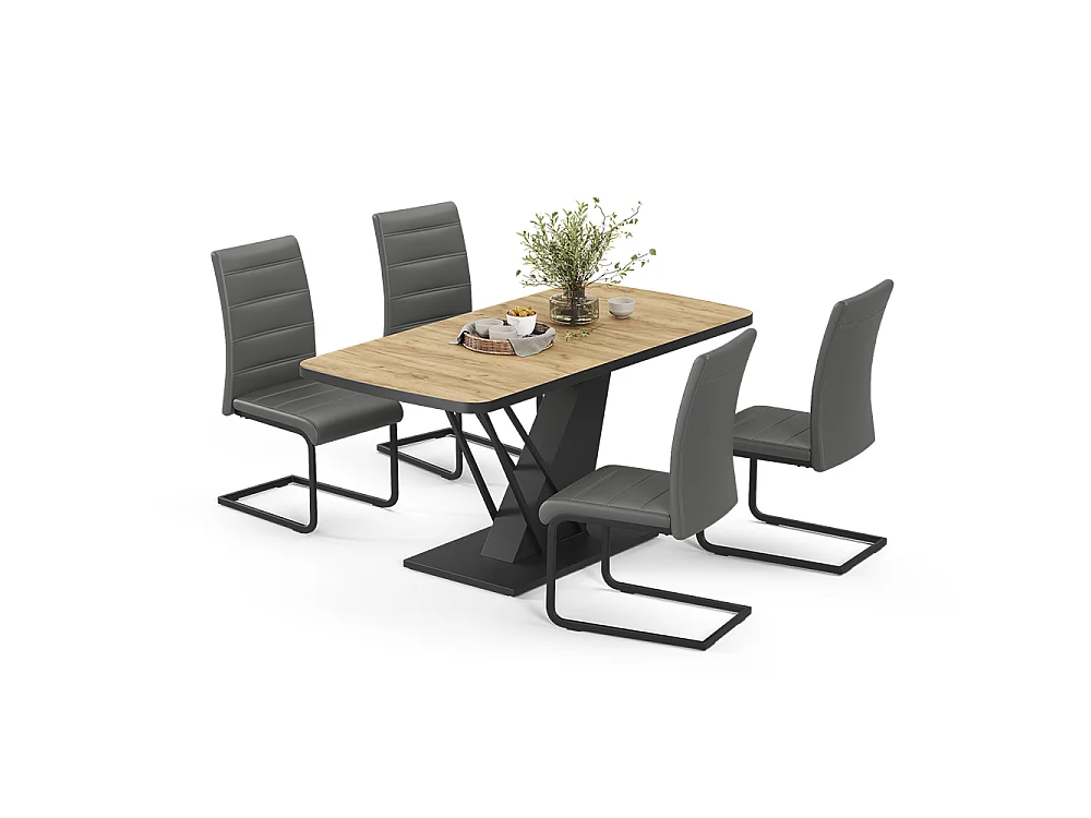 Ensemble de table à manger chêne de force doré/noir 120x80x76 fenaro