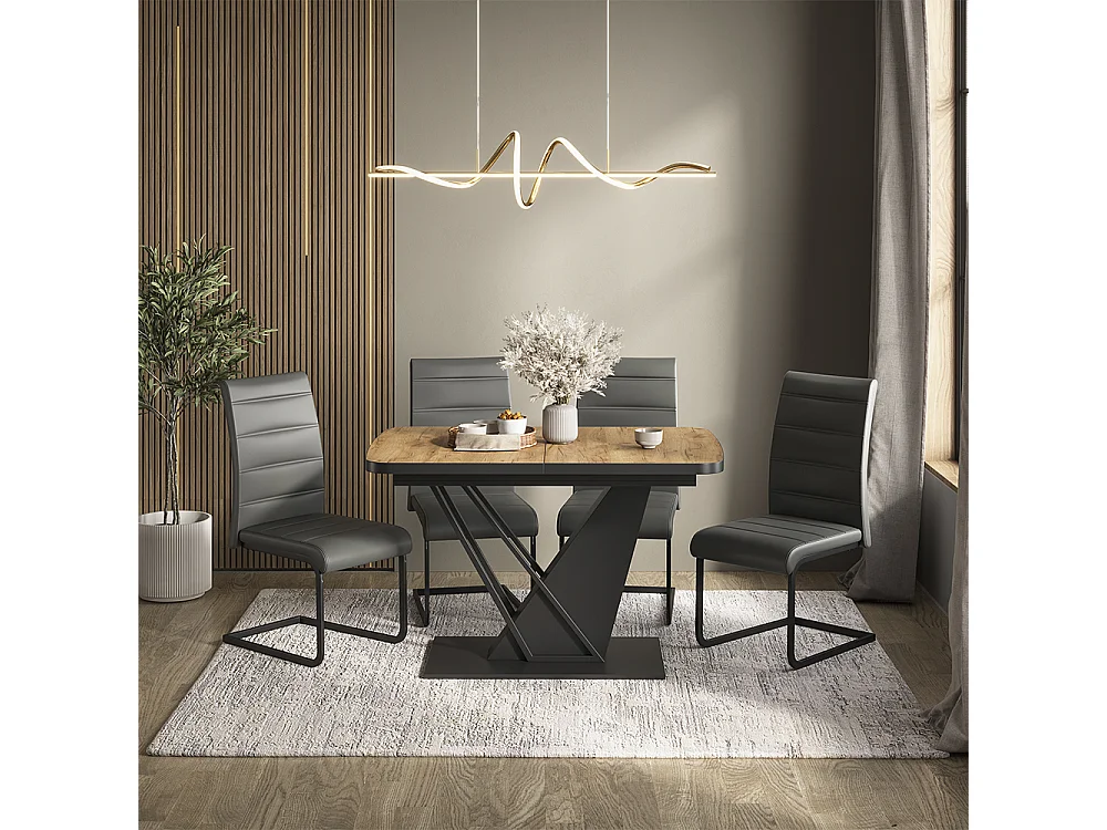 Ensemble de table à manger chêne de force doré/noir 120x80x76 fenaro