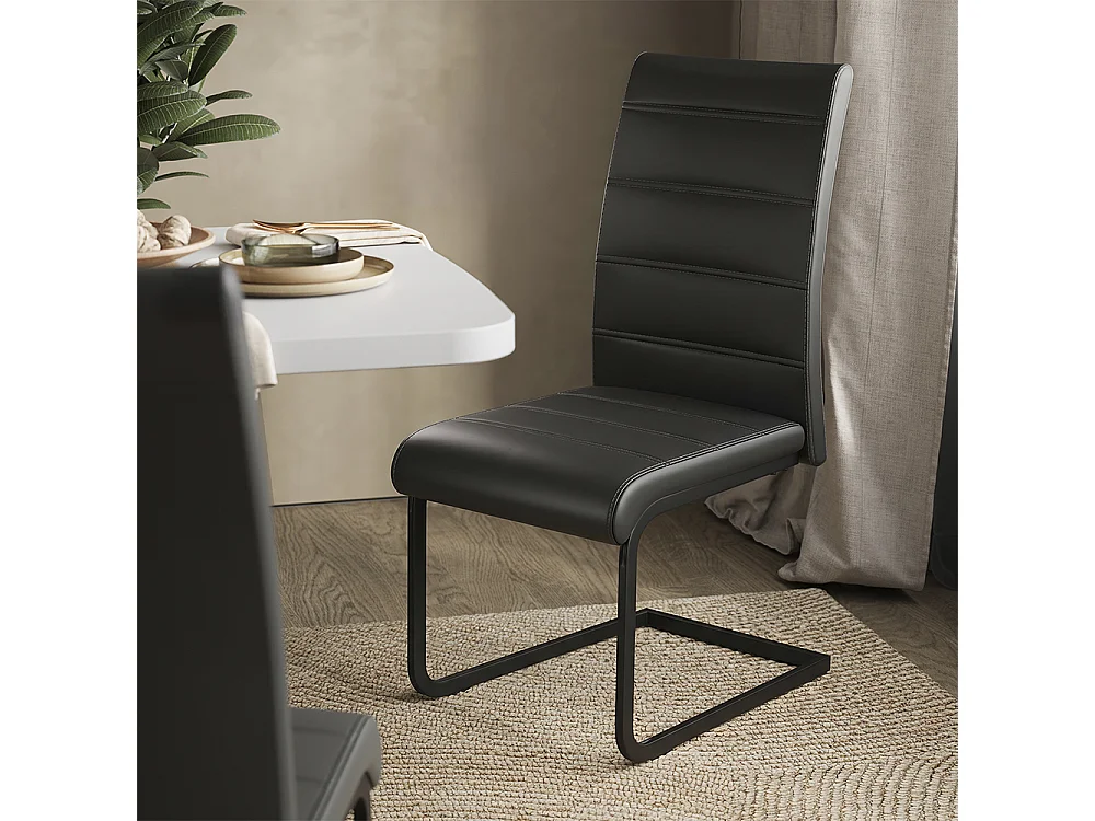 Dining table set white/black 120x80x76 fenaro