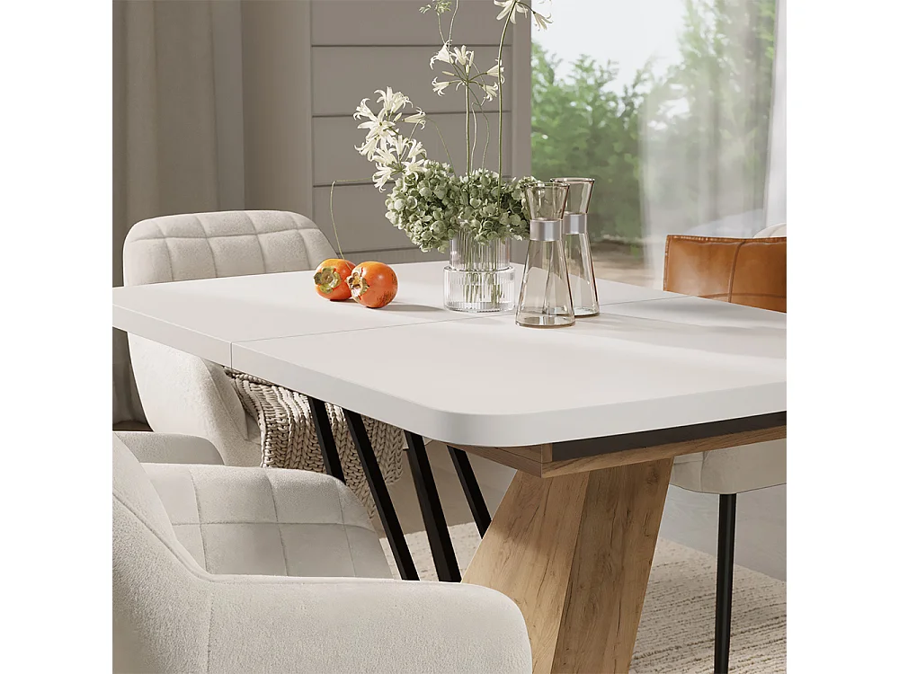 Ensemble de table à manger blanc/chêne de force doré 120x80x77.4 fenaro
