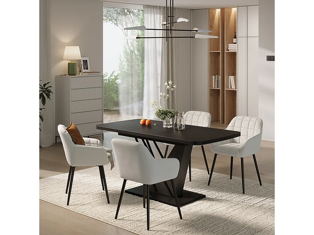 Dining table set black 120x80x77.4 fenaro