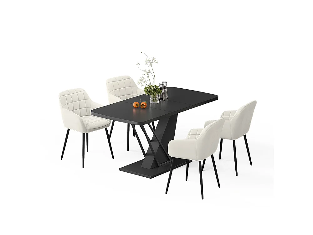 Dining table set black 120x80x77.4 fenaro
