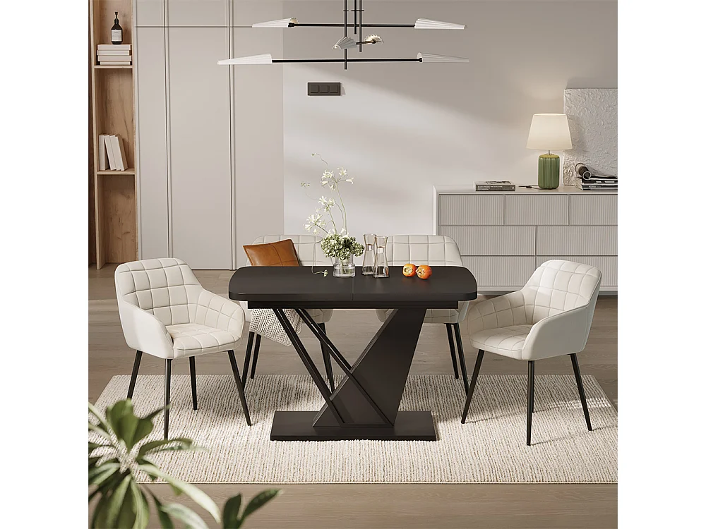 Dining table set black 120x80x77.4 fenaro