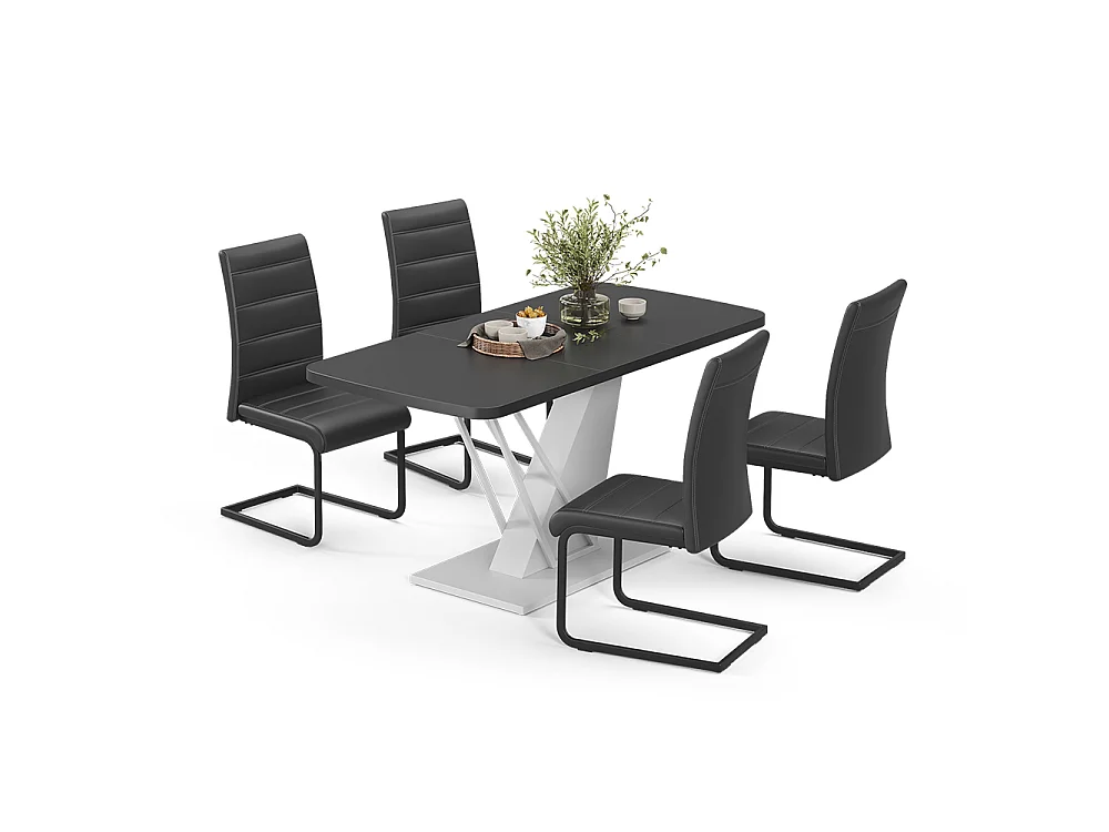 Eettafel set zwart/wit 120x80x76 fenaro