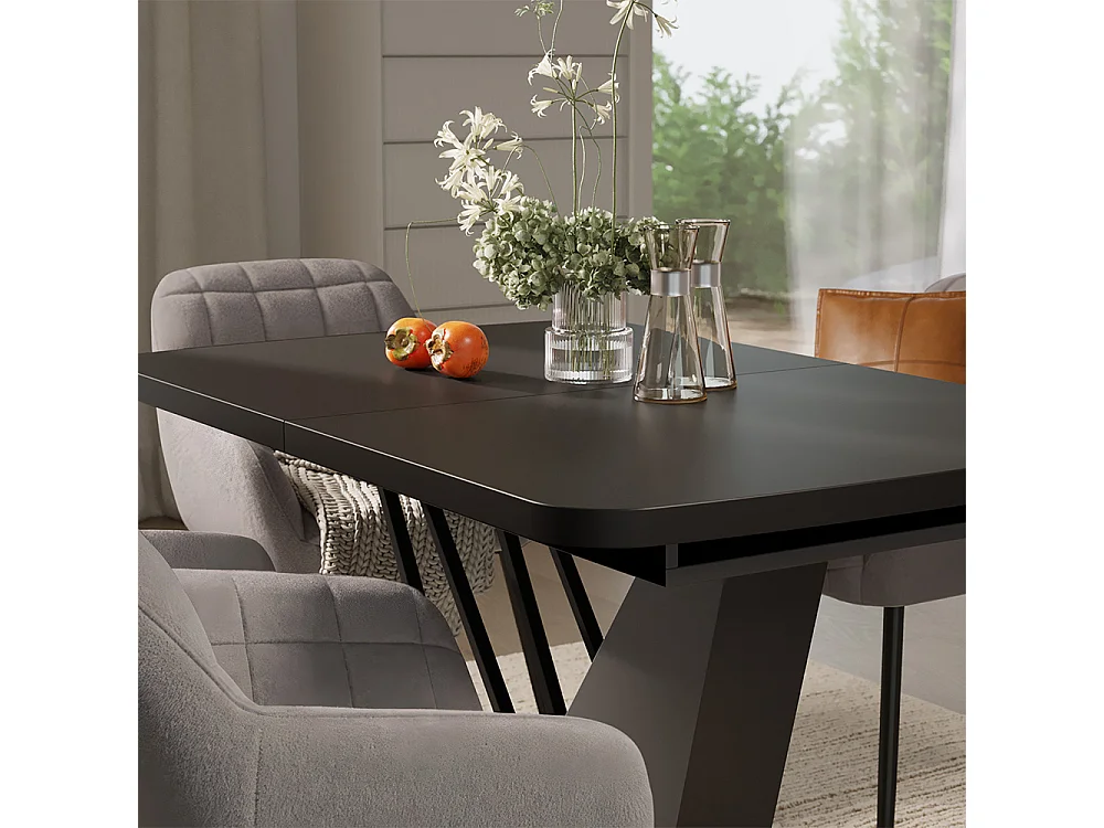 Eettafel set zwart 120x80x77.4 fenaro