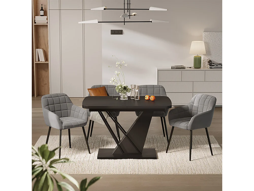 Eettafel set zwart 120x80x77.4 fenaro