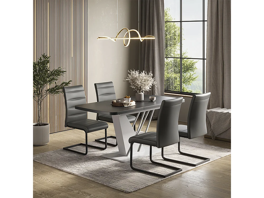 Eettafel set zwart/wit 120x80x76 fenaro