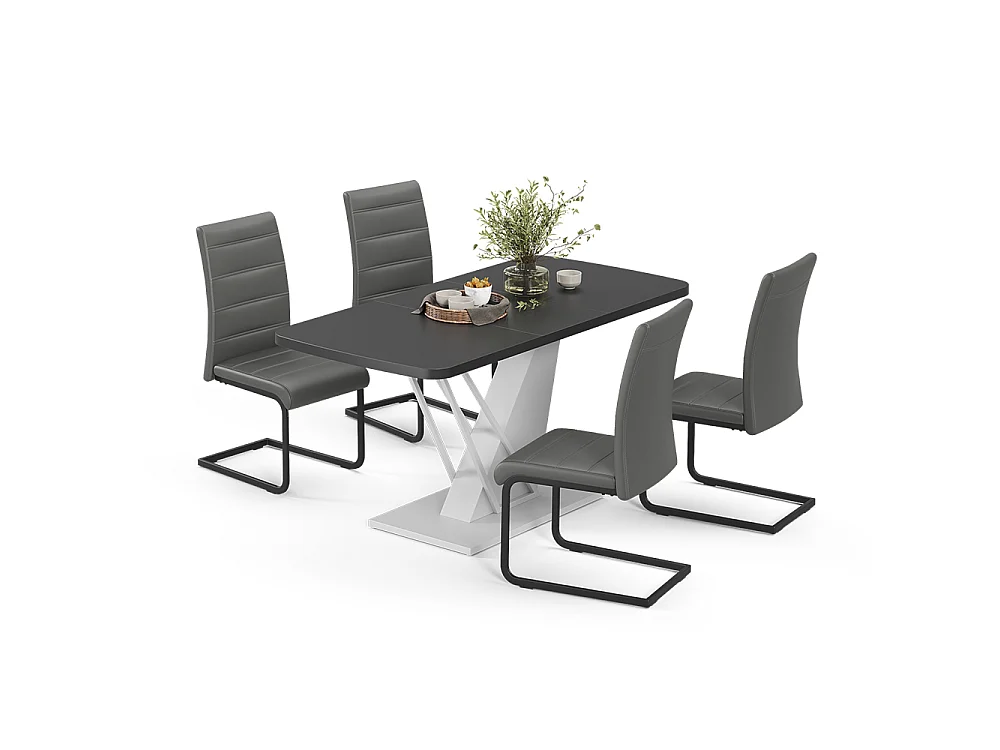 Eettafel set zwart/wit 120x80x76 fenaro