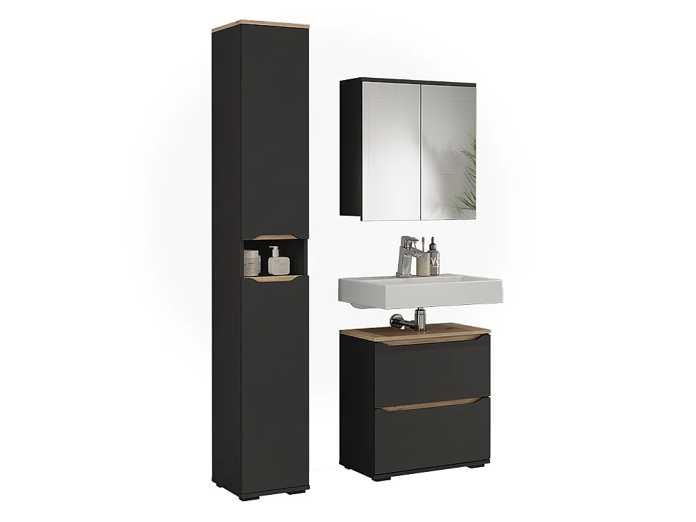 Zestaw mebli łazienkowych antracyt/dąb artisan 60.2x20x62 ruben