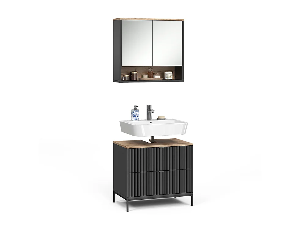 Zestaw mebli łazienkowych czarny/viking oak 70x45.1x63 eliza