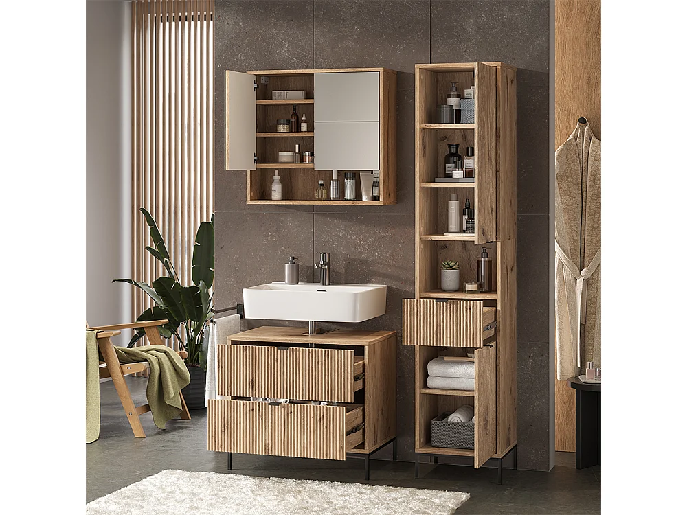 Meubles bain chêne viking 70x45.1x63 eliza